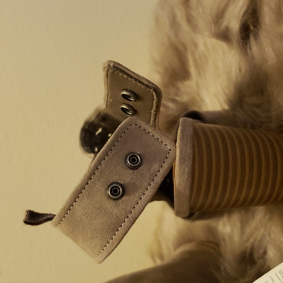 GAP Beige Braided Leather Peep Toe Bootie Slingback - Picture 4 of 5